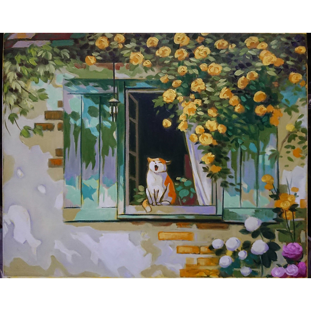 Tranh Sơn Dầu Vẽ Tay - Mèo Con (Mẫu 2) 40x50cm