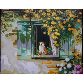 Tranh sơn dầu vẽ tay - mèo con 40x50cm