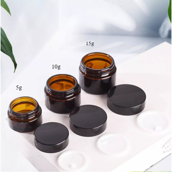 Hũ Chiết Kem Thủy Tinh Nâu Nắp Đen 5g 10g 20g 30g - Hủ Đựng Mỹ Phẩm Du Lịch. Sang Trọng Chuyên Dùng Spa