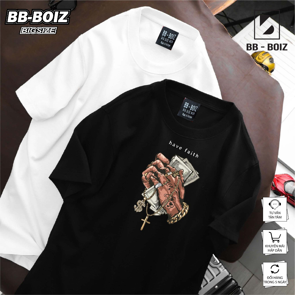 BIGSIZE - Áo thun nam BB - Boiz form bigsize 70kg -140kg - bàn tay