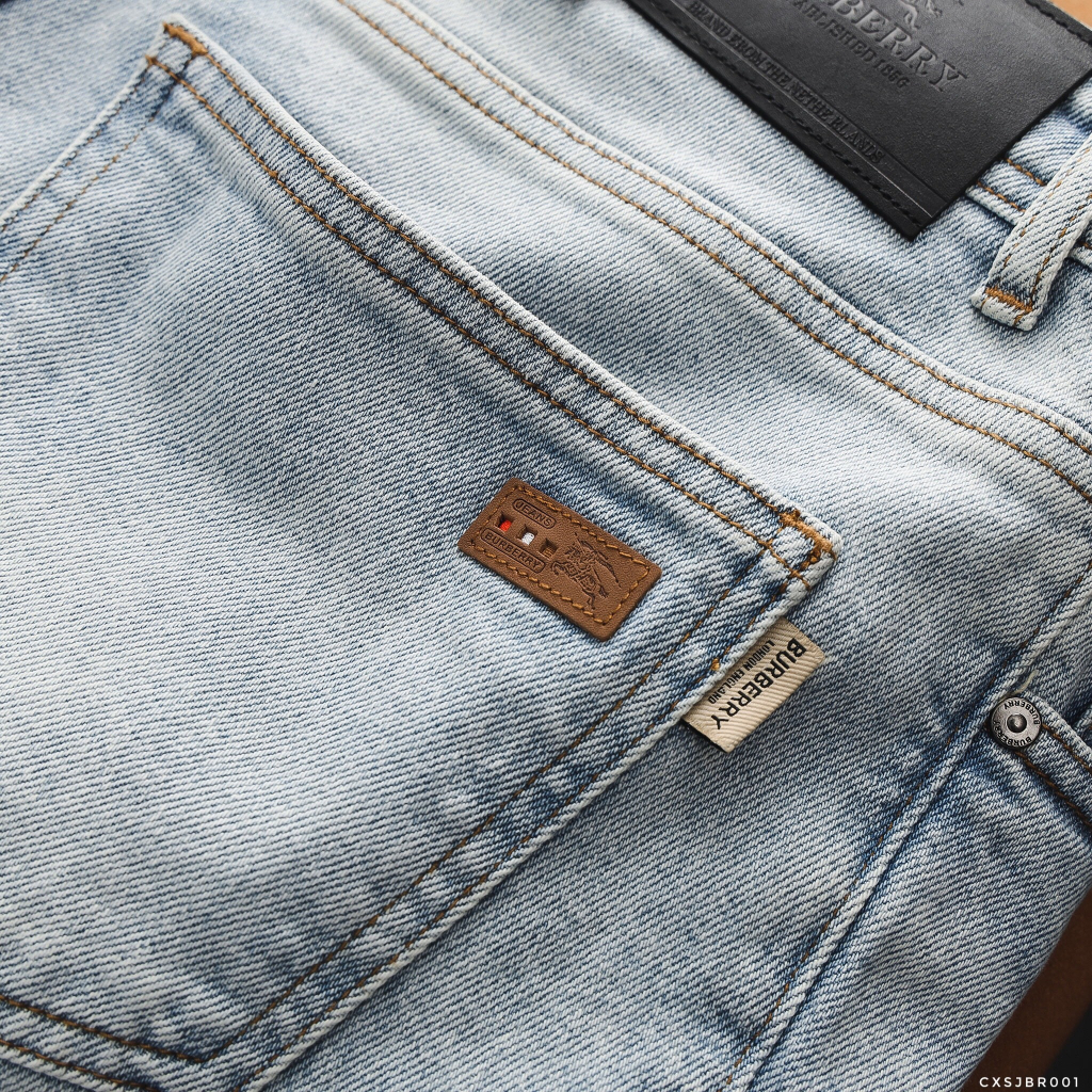 Quần Short Jean Nam XANH BẠC BURBERRY xịn logo TAG DA Thật, Khuy Nút Titan Hàng Xuất Xịn Cao Cấp Có Big Size