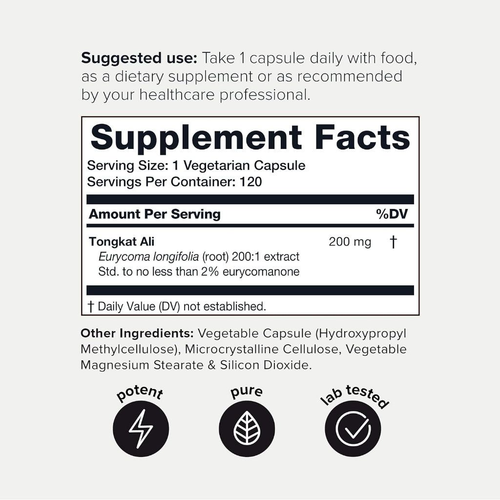 Viên Tongkat Ali  2% EURYCOMANONE - 120 Viên - Tăng Cường Sinh Lý - Tăng Testosterone - Fadogia Agrestis