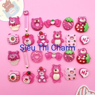 Set 10 charm chủ đề gấu dâu như hình