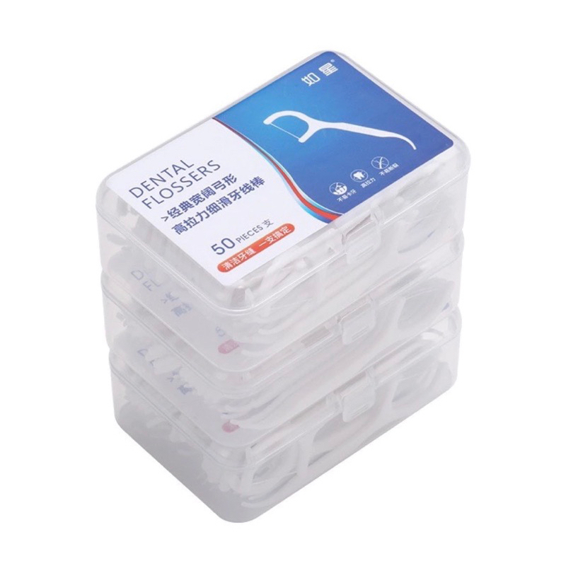 Tăm chỉ nha khoa 1 hộp 50 chiếc bảo vệ răng lợi