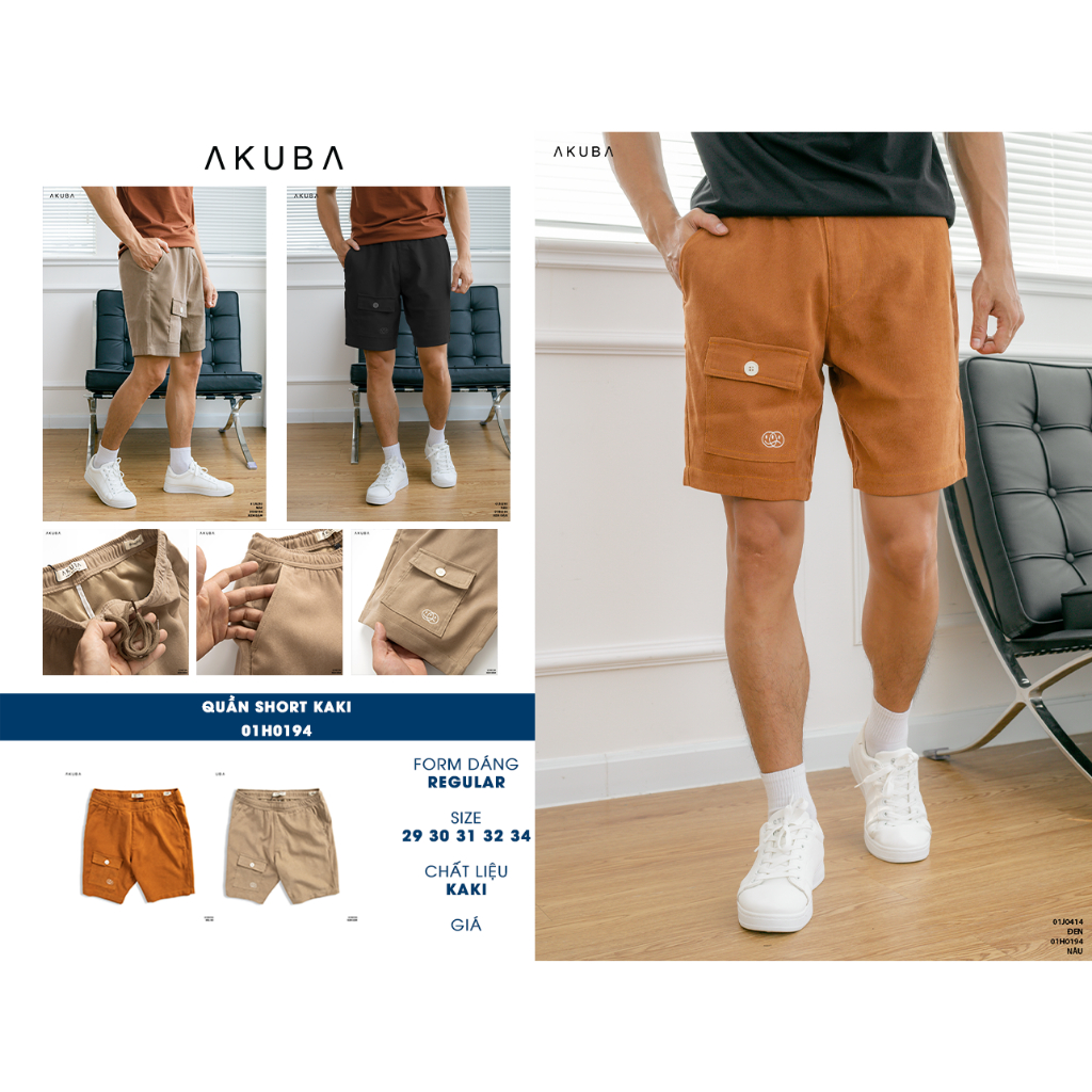 Quần short tây nam thoáng mát Akuba, phong cách thể thao Hàn, đứng form thuận tiện 01H0194