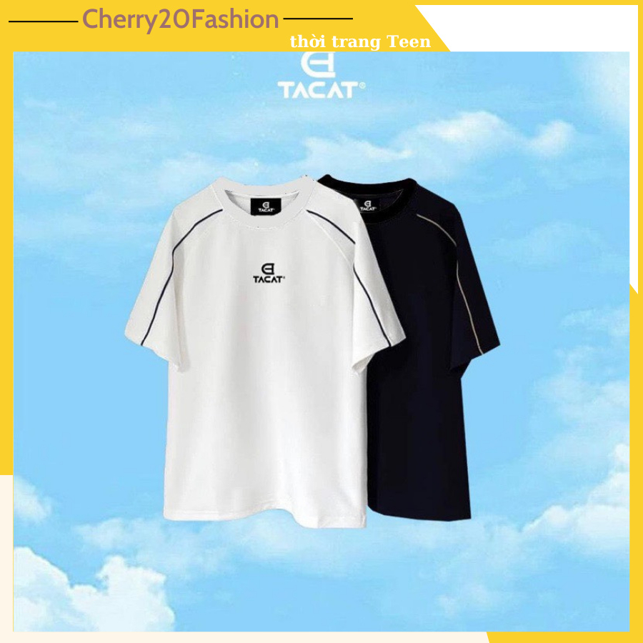 Áo thun tay lỡ viền vai logo ngực đang cực kì hot, áo phông tay lỡ chất cotton khô dày dặn, thoáng mát, phong cách