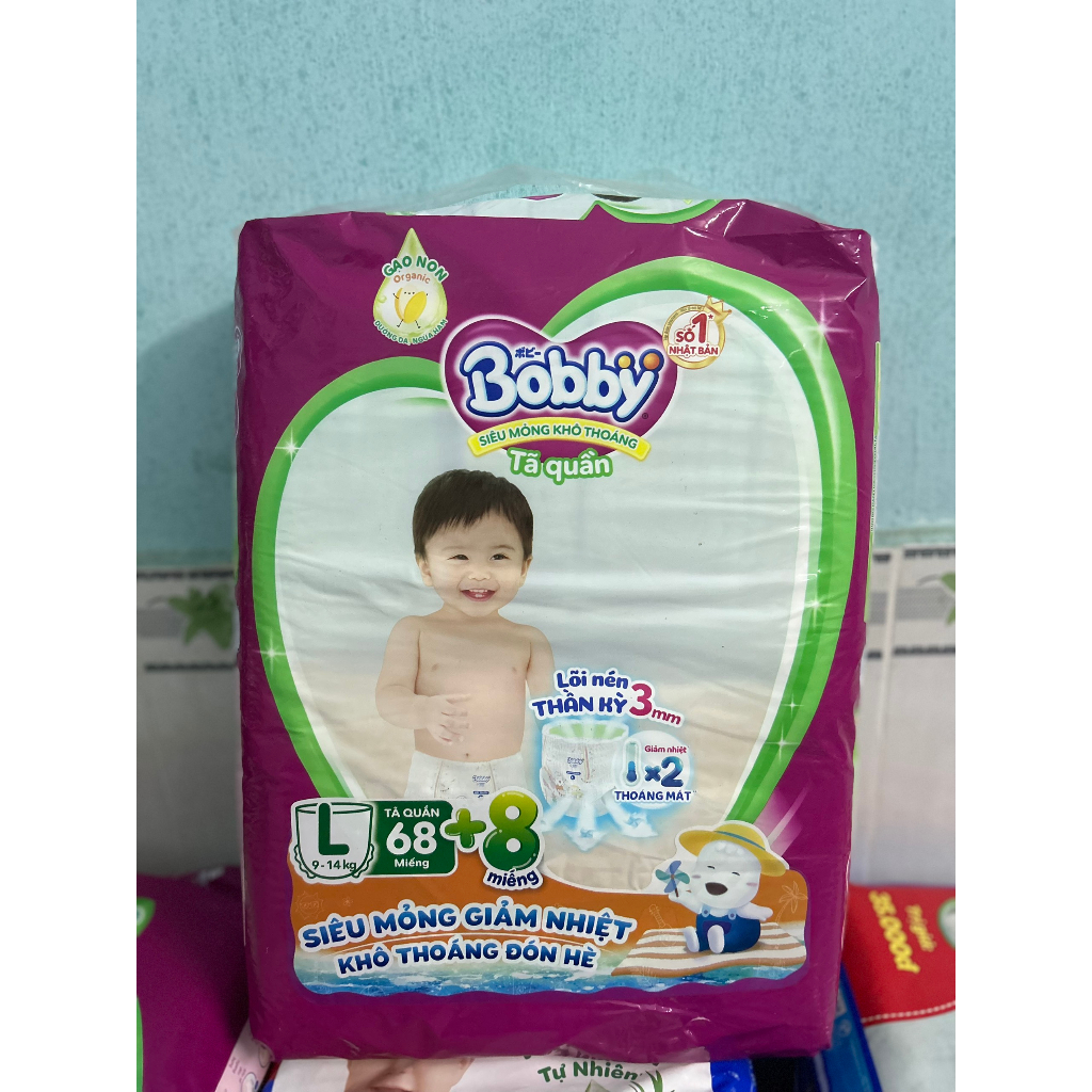 Tã quần BOBBY size L 68 + 8 miếng/ size L 68 + 2 miếng/ size L 68 miếng/ size L 52 miếng/ size L 36