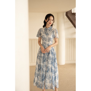 Váy hoa cổ somi tùng xoè HOIVU Flores Dress