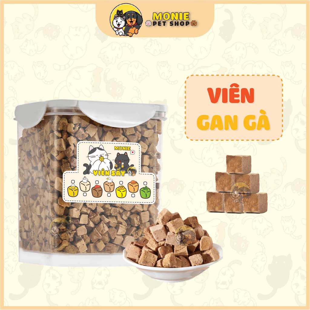 Viên sấy cho mèo ăn thử, viên gà, vịt, lòng đỏ, gan, cá hồi, bò, phô mai, rau củ, catnip 20g