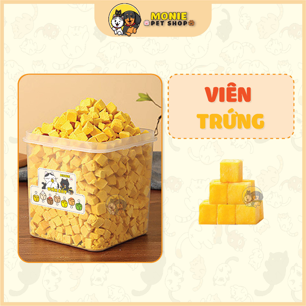 Viên sấy cho mèo ăn thử, viên gà, vịt, lòng đỏ, gan, cá hồi, bò, phô mai, rau củ, catnip 20g