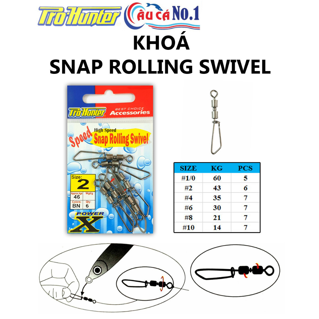 KHÓA CHỐNG XOẮN CÂU CÁ PROHUNTER SNAP ROLLING SWIVEL