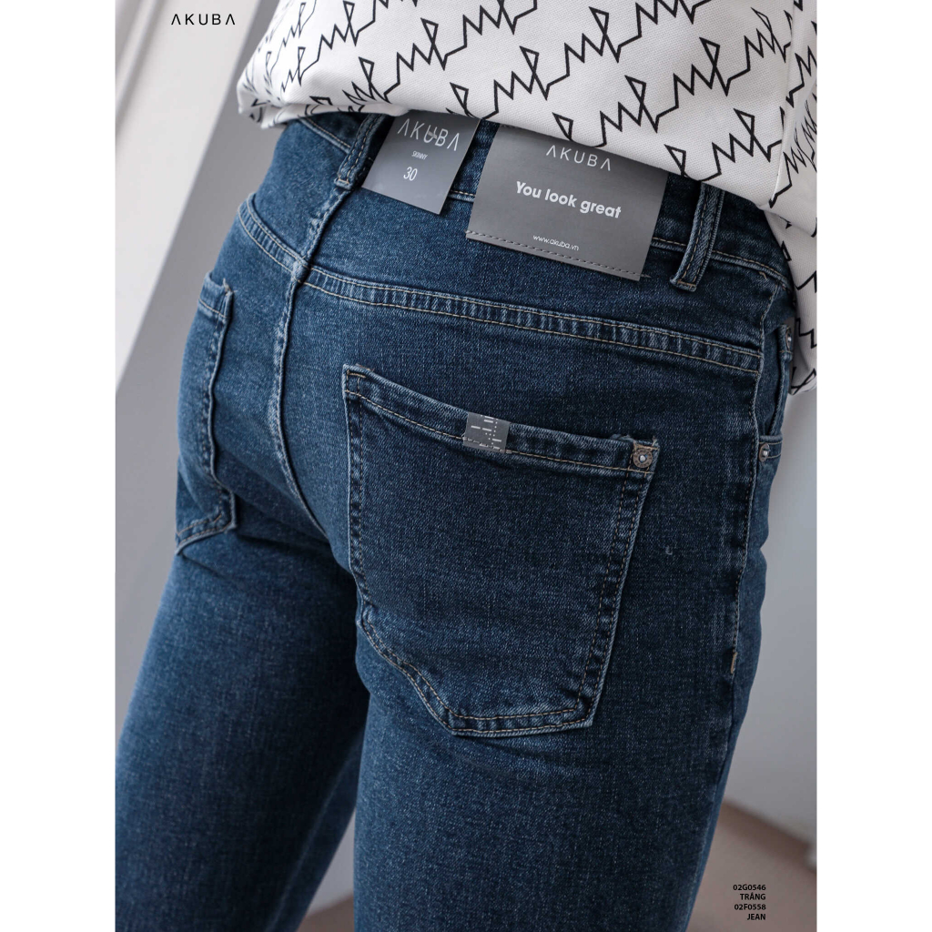 Quần jean nam Akuba form slimfit ống ôm 02F0558