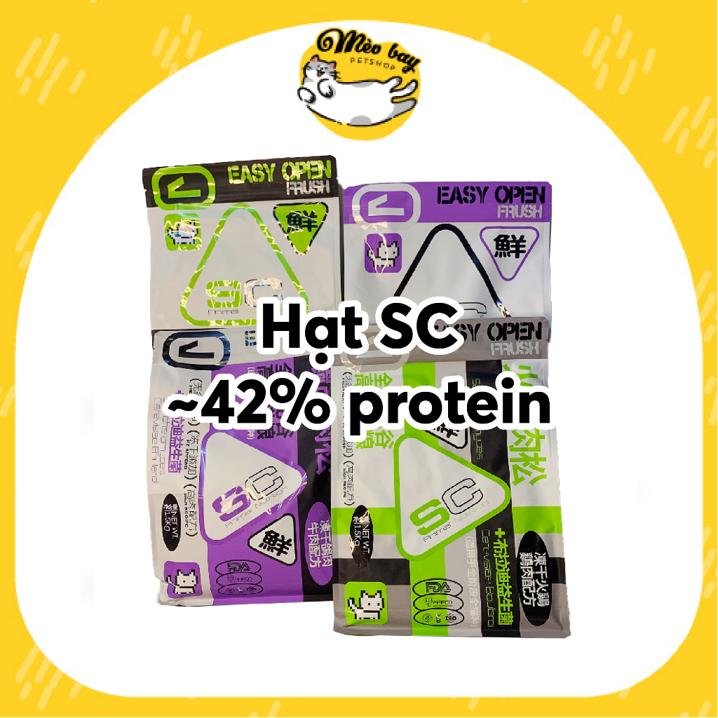 Hạt thức ăn cho mèo SC Grainfree 39% và 42% protein, topping chà bông và thịt viên dành cho mèo mọi lứa tuổi