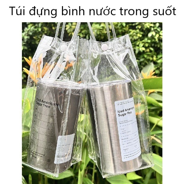 Túi Đựng Bình Nước Bình Giữ Nhiệt Dạng Trong Suốt Có Quai Xách Tiện Lợi Sang Chảnh