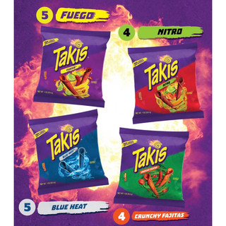 Bánh snack chips Takis Mỹ cay Fuego, Nitro, Blue Heat, Crunchy Fajitas