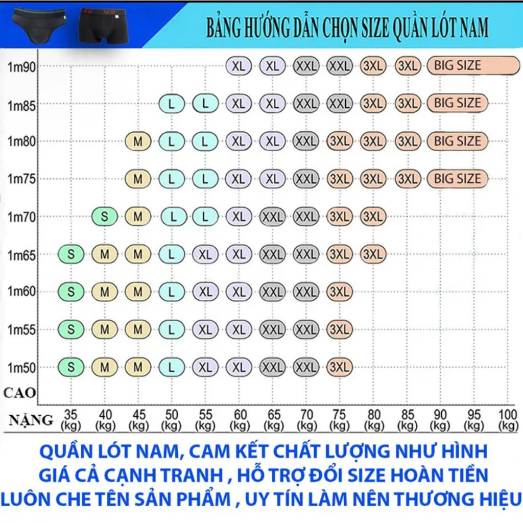 MÃ 009 - Combo 10 Cái Quần Lót Nam, Sịp Đùi Nam Lưng Bảng Titus Hàng Cao Cấp Chất Thun Lạnh Thông Hơi Cực Thoáng Mát