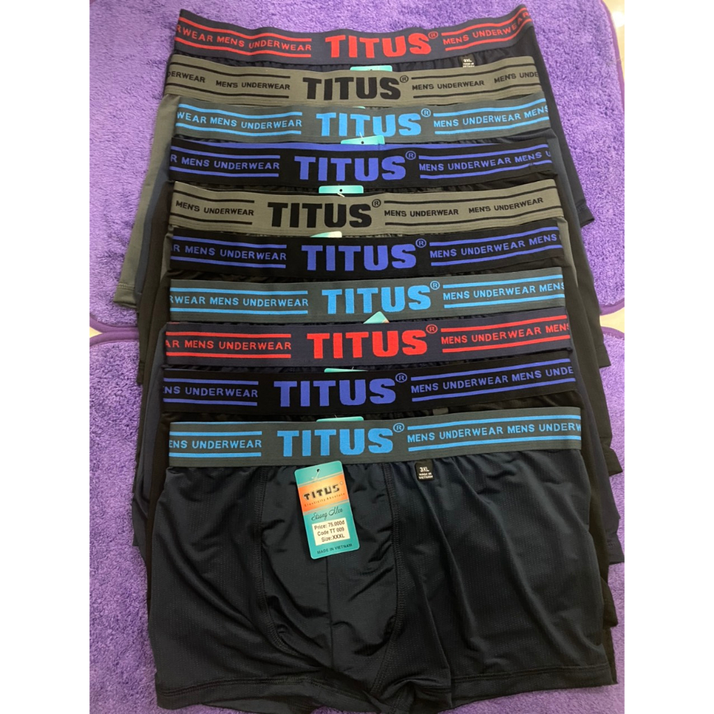 MÃ 009 - Combo 10 Cái Quần Lót Nam, Sịp Đùi Nam Lưng Bảng Titus Hàng Cao Cấp Chất Thun Lạnh Thông Hơi Cực Thoáng Mát