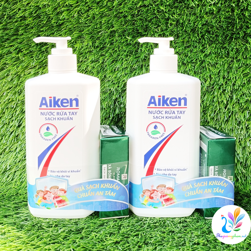 Nước Rửa Tay Sạch Khuẩn Aiken 500g Tặng Xà Bông Romano
