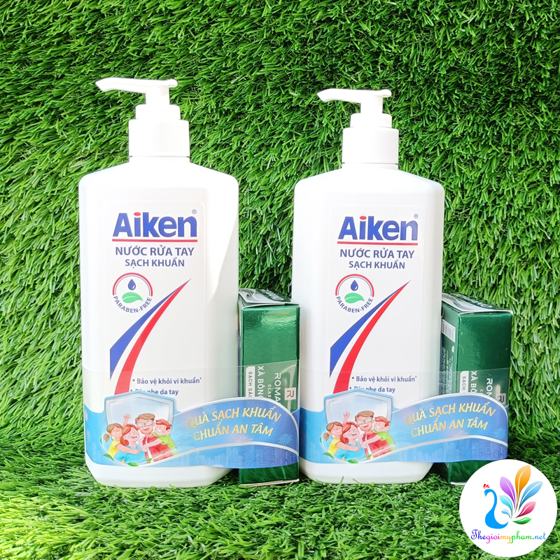 Nước Rửa Tay Sạch Khuẩn Aiken 500g Tặng Xà Bông Romano