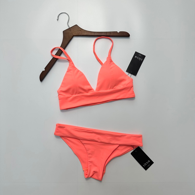 Bikini 2 mảnh LILYA 2 màu xanh, cam đào xinh xắn, chất đẹp co giãn thoải mái