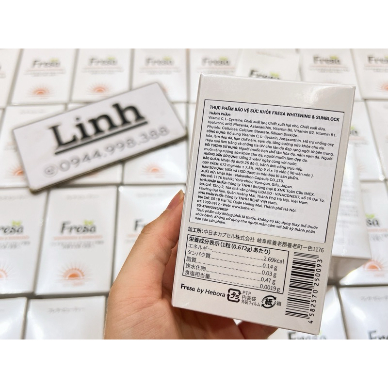 Combo 3 hộp viên uống trắng da và chống nắng nội sinh Fresa Whitening &Sunblock.