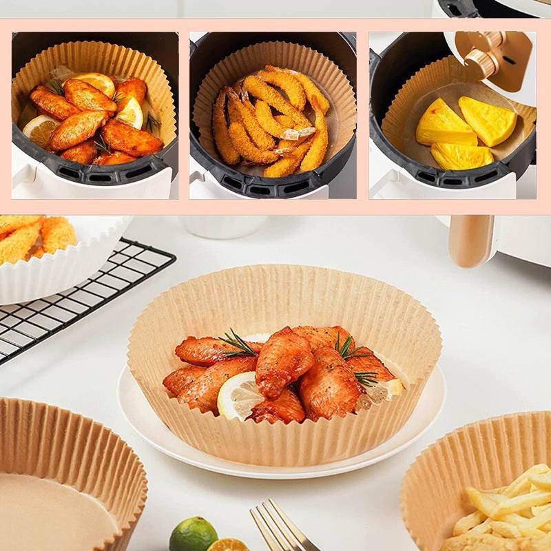 Set 50 Miếng Giấy Lót Nồi Chiên Hình Khuôn Bánh - Giảm Thiểu Tối Đa Dầu Mỡ Bám Vào Nồi Chiên