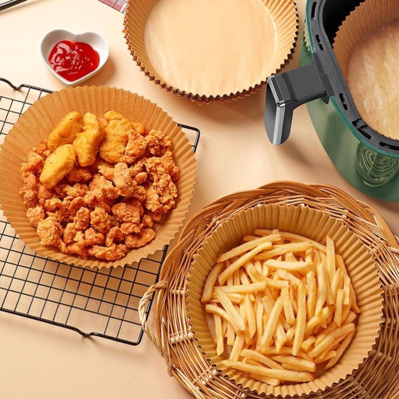 Set 50 Miếng Giấy Lót Nồi Chiên Hình Khuôn Bánh - Giảm Thiểu Tối Đa Dầu Mỡ Bám Vào Nồi Chiên