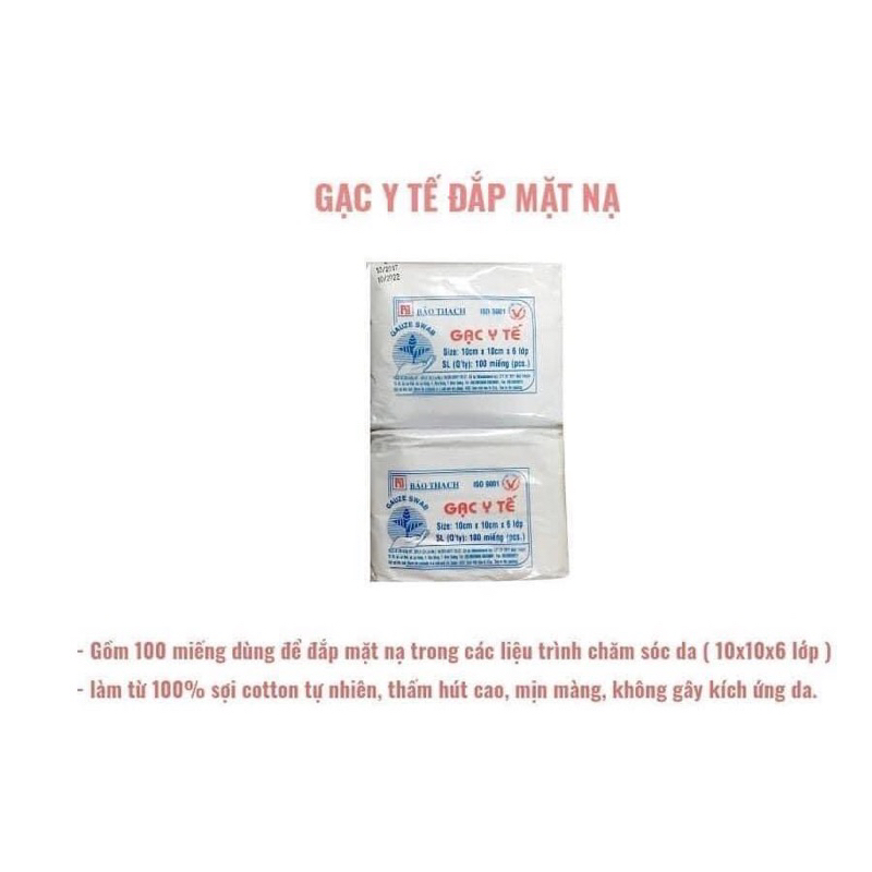 [ Một gói 10 Miếng] Gạc Y Tế Tiệt Trùng Bảo Thạch 10cmx10cmx8 lớp, gạc y tế 10x10x8l bảo thạch