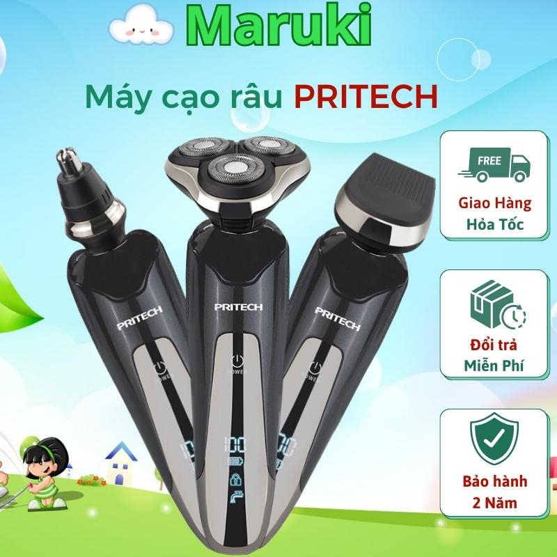 Máy Cạo Râu Đa Năng 3 trong 1Pritech Xoay 360 Độ giúp tỉa lông mũi, cạo râu, lưỡi kép tự mài, chống nước bảo hành24tháng