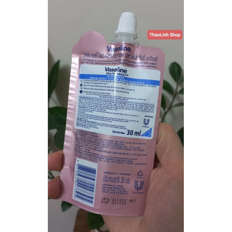 Gói Dưỡng Thể VASELINE Healthy Bright GLUTA-HYA Serum Burst Lotion Dewey Radiance Thái Lan 30ml