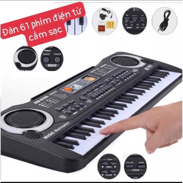 Đàn organ, đàn piano 61 phím cho bé - tặng kèm mic hát karaoke siêu cute sử dụng pin hoặc cắm điện trực tiếp
