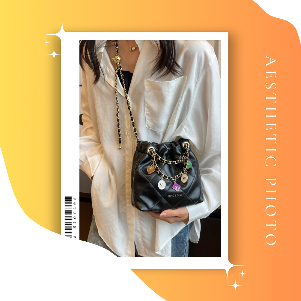 Túi dây xích kim cương Amera Túi bucket đơn giản cao cấp tinh tế