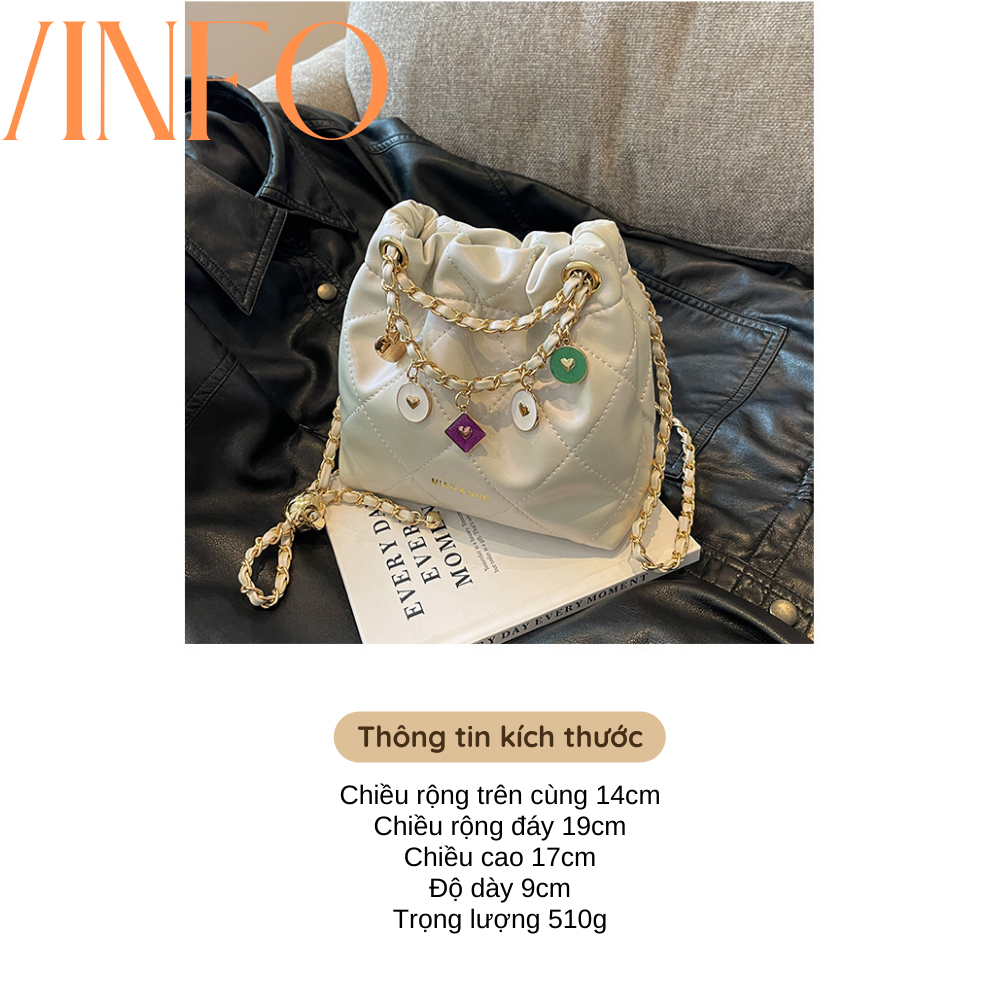 Túi dây xích kim cương Amera Túi bucket đơn giản cao cấp tinh tế