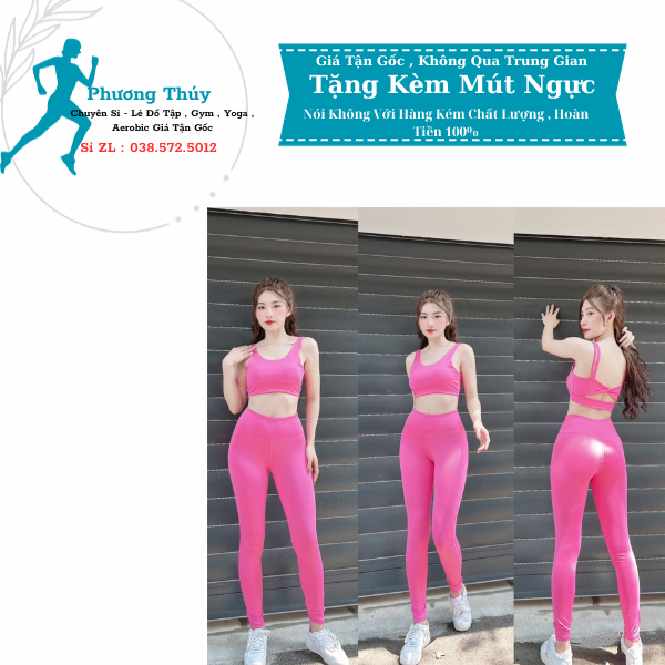 Bộ Quần Áo Tập Gym , Yoga , Aerobic Nữ , Bộ Tập Thể Thao Nữ Chất Polyeste Pha Sợi Spandex Mền Mại Thấm Hút Tôn Dáng Thời