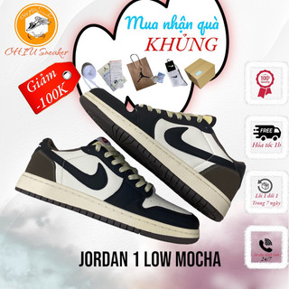 Giày Sneaker Nam nữ Jordan 1 Low Travits Dark Mocha phiên bản đẹp giày Jordan cổ thấp nâu travits