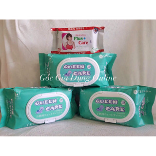 Combo 3 gói khăn giấy ướt không mùi queen care 125 tờ. tặng kèm gói khăn bỏ túi 20 tờ