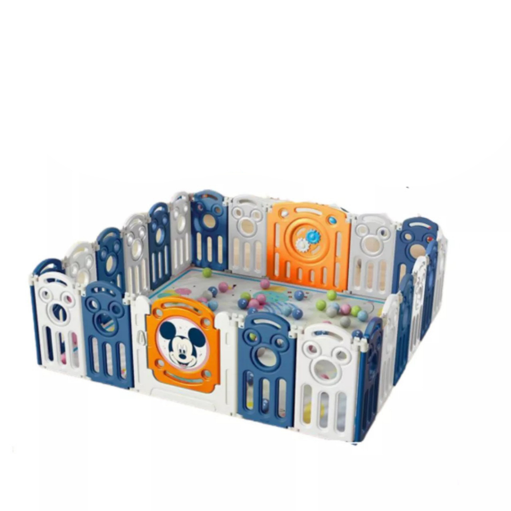 Quây Cũi Nhựa Cho Bé YUGENZI, Mẫu Mickey, Chất Liệu Nhựa Nguyên Sinh, Size 1m5 x 1m9, 14 Tấm Nhỏ + 2 Tấm Lớn Kèm Quà