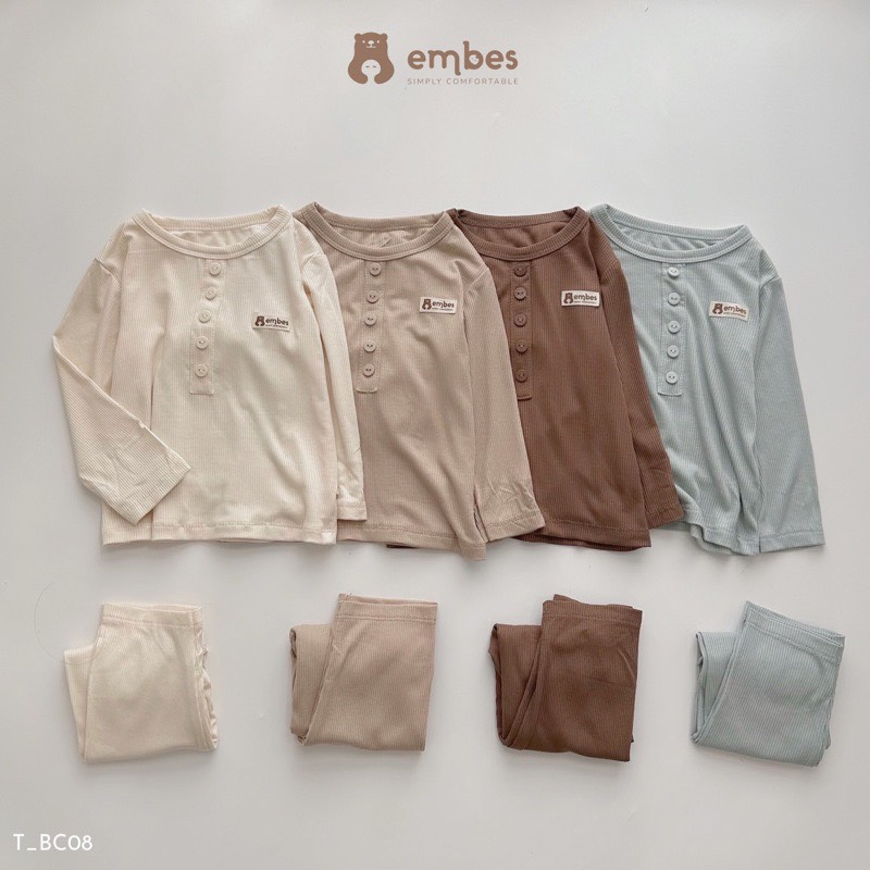 Embes - Bộ dài tay cho bé 5 cúc chất tăm vip hãng mềm đẹp