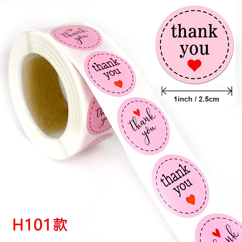 Cuộn 500 sticker khen thưởng hoạt hình ngộ nghĩnh, tem dán sticker thank you gói hàng nhiều mẫu mã cute