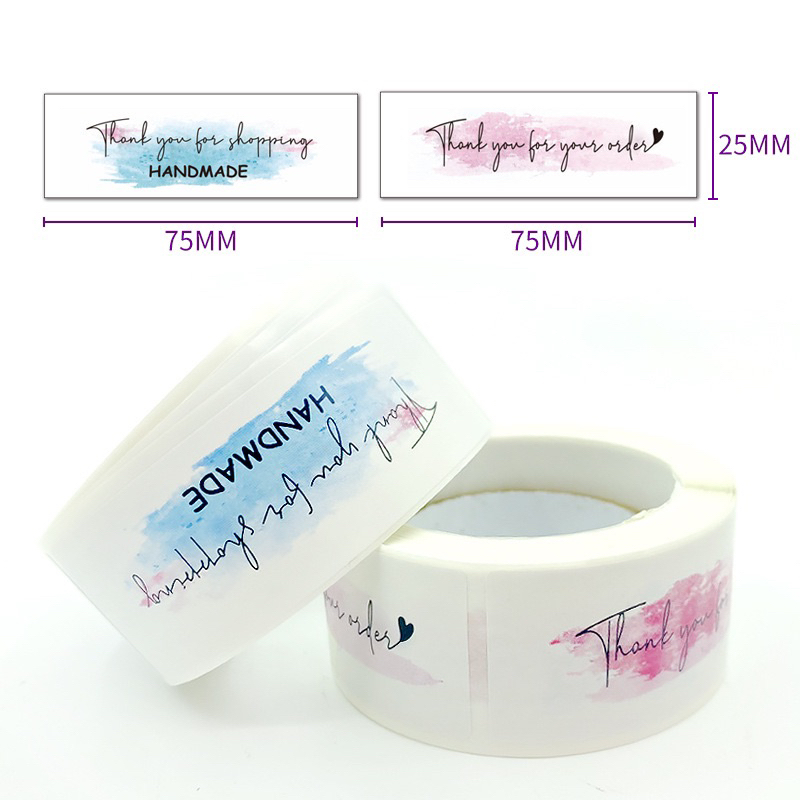 Cuộn 500 sticker khen thưởng hoạt hình ngộ nghĩnh, tem dán sticker thank you gói hàng nhiều mẫu mã cute