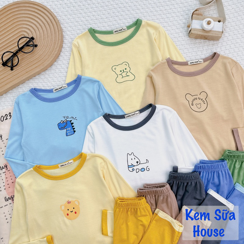 Bộ minky dài tay phối co giãn mềm mịn mát cho bé