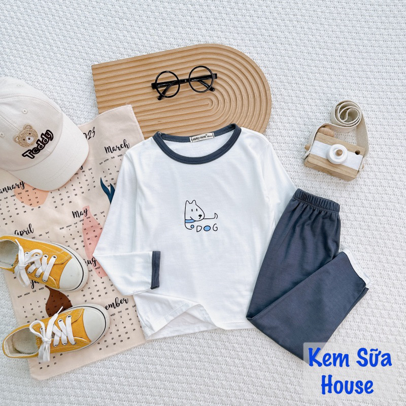 Bộ minky dài tay phối co giãn mềm mịn mát cho bé