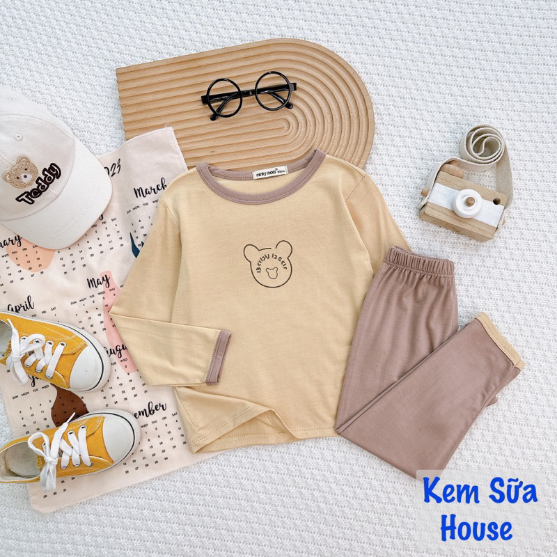 Bộ minky dài tay phối co giãn mềm mịn mát cho bé