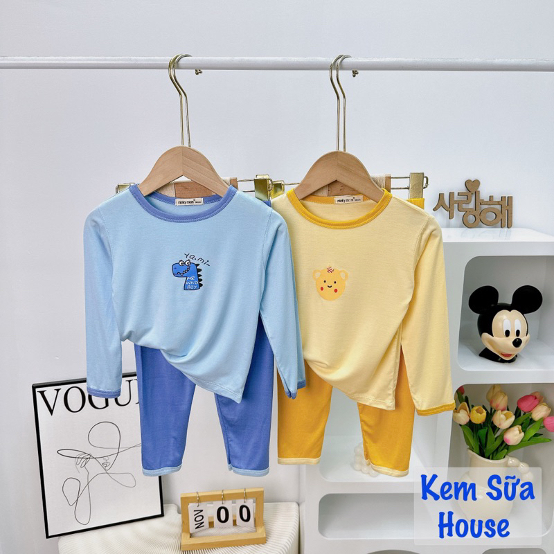 Bộ minky dài tay phối co giãn mềm mịn mát cho bé