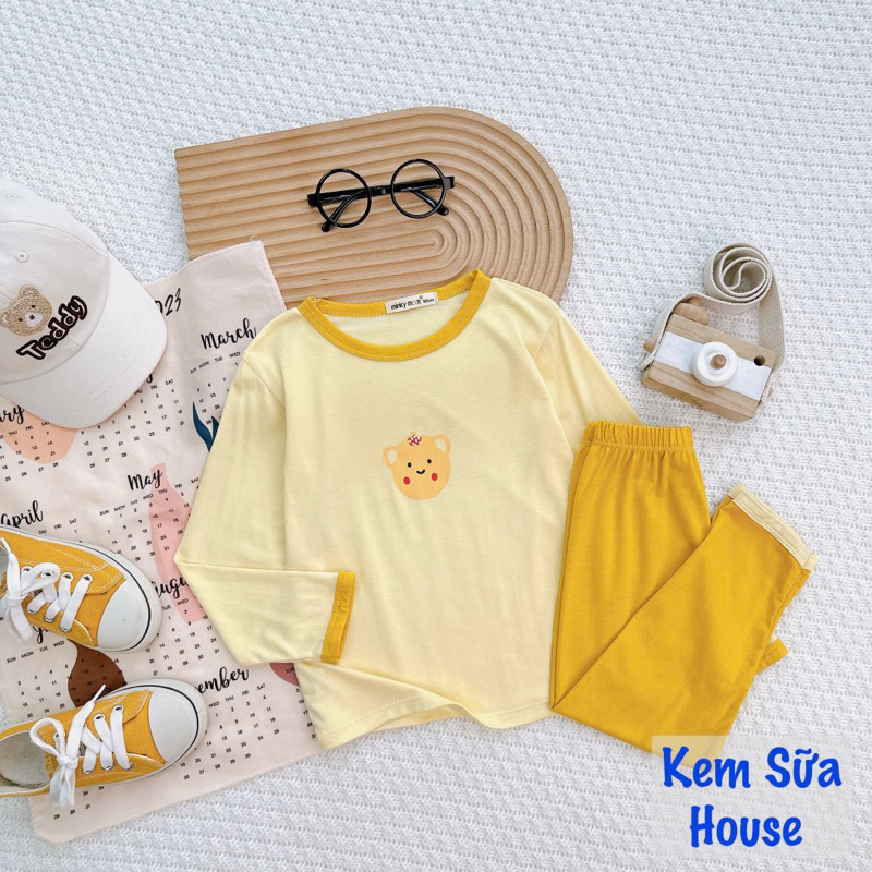 Bộ minky dài tay phối co giãn mềm mịn mát cho bé