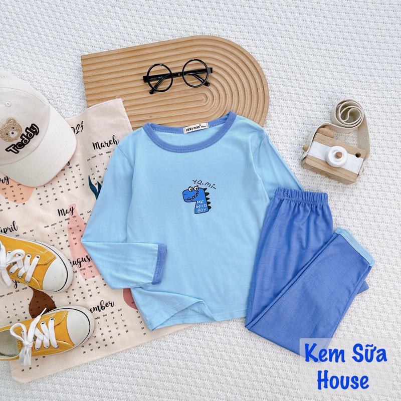 Bộ minky dài tay phối co giãn mềm mịn mát cho bé