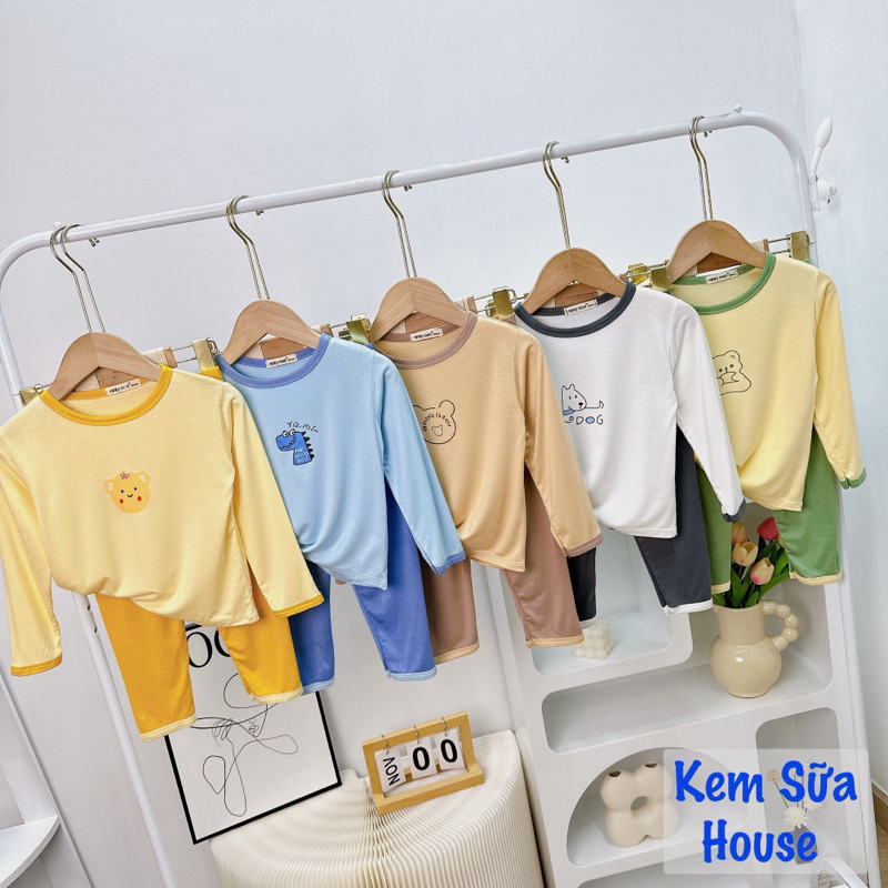 Bộ minky dài tay phối co giãn mềm mịn mát cho bé