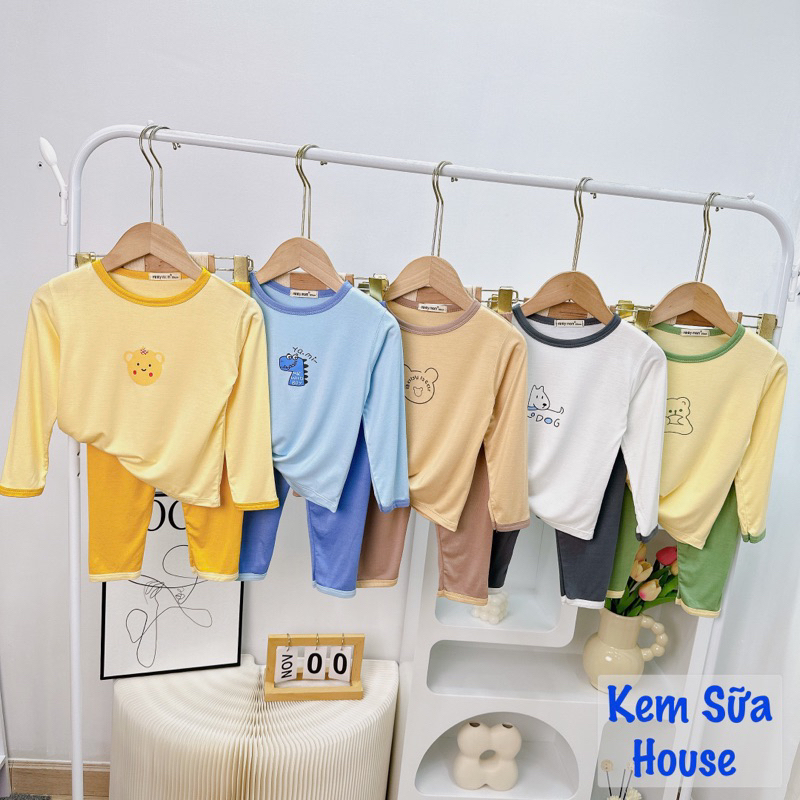 Bộ minky dài tay phối co giãn mềm mịn mát cho bé