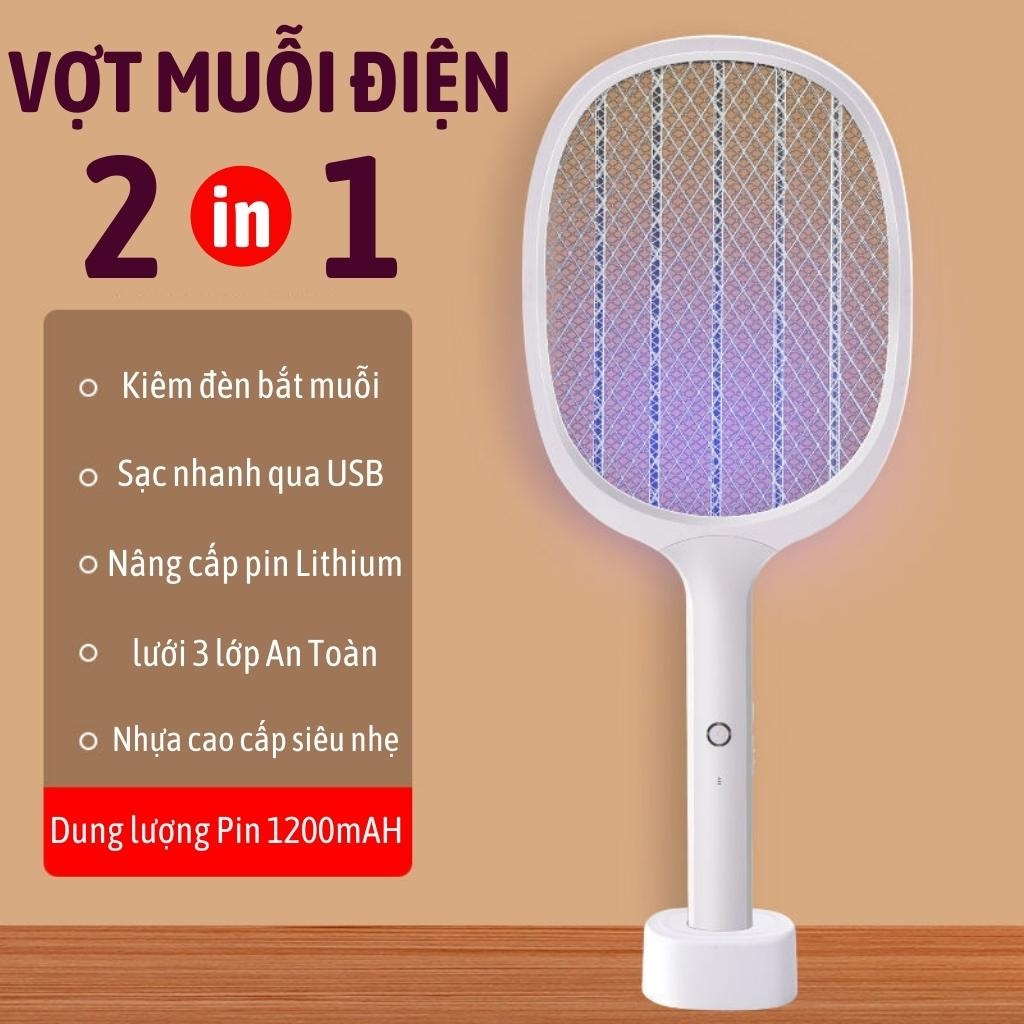 Vợt Muỗi Thông Minh Kiêm Đèn Bắt Muỗi Tự Động Pin Sạc Cao Cấp Hot 2023