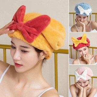 Khăn ủ tóc - Khăn quấn tóc gội đầu cao cấp, vải cotton mềm mại mũ ủ tóc gội đầu hình nơ dễ thương cho nữ